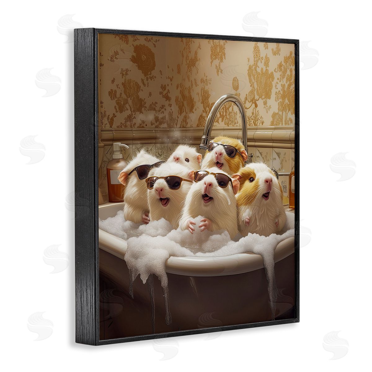 Jim Baldwin Guinea Pigs in Bubble Bath Canvas Wall Art Print