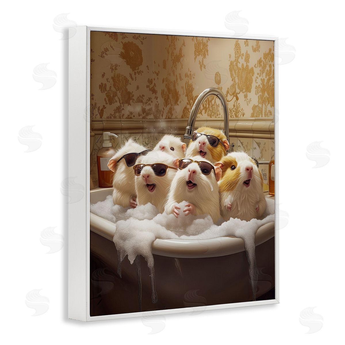 Jim Baldwin Guinea Pigs in Bubble Bath Canvas Wall Art Print
