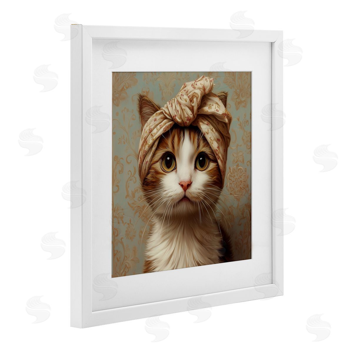 Jim Baldwin Cat with Fashionable Turban Canvas Wall Art Print