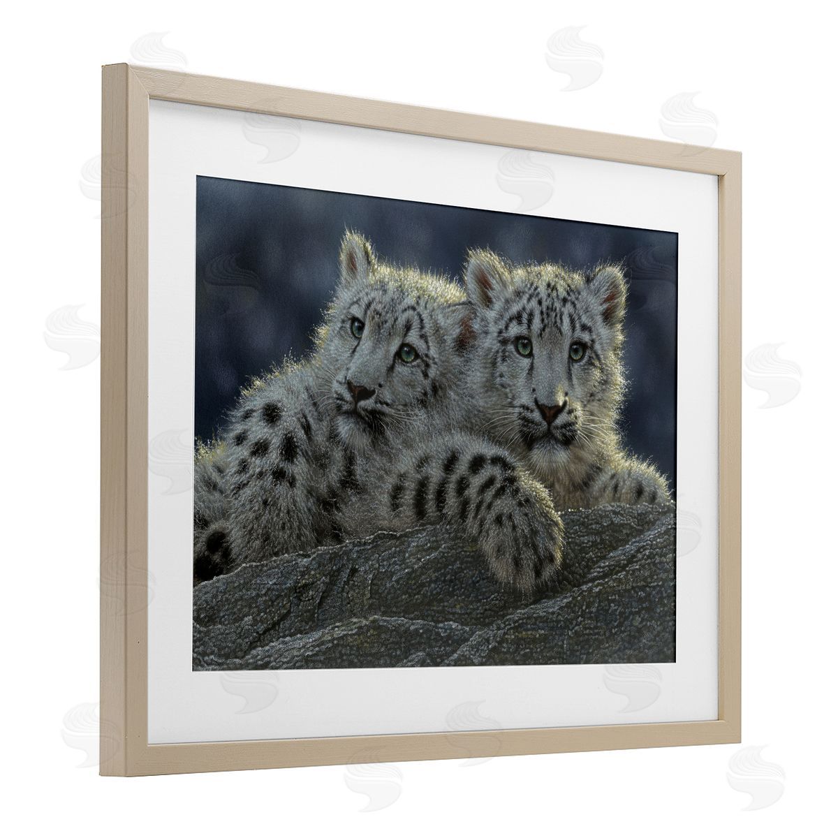 Collin Bogle Snow Leopard Cuddle Canvas Wall Art Print