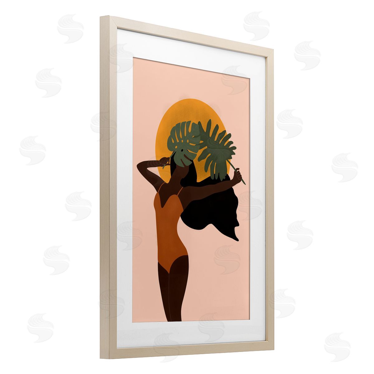 JJ Design House LLC Woman With Exotic Leaves Canvas Wall Art Print