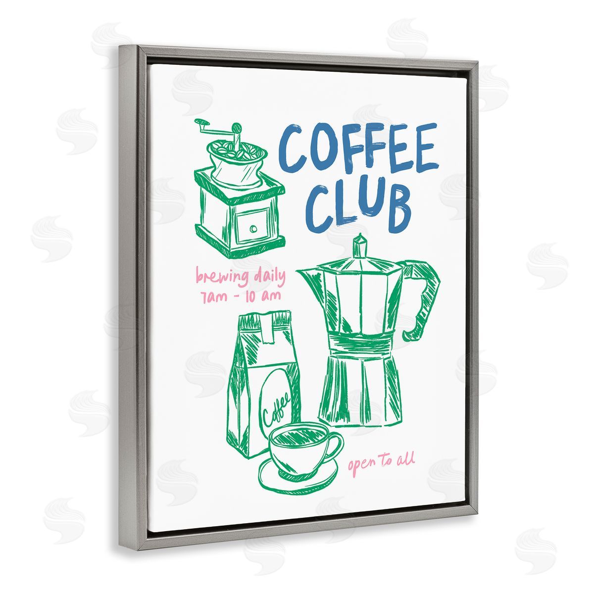 JJ Design House LLC Coffee Club Green & Blue Canvas Wall Art Print