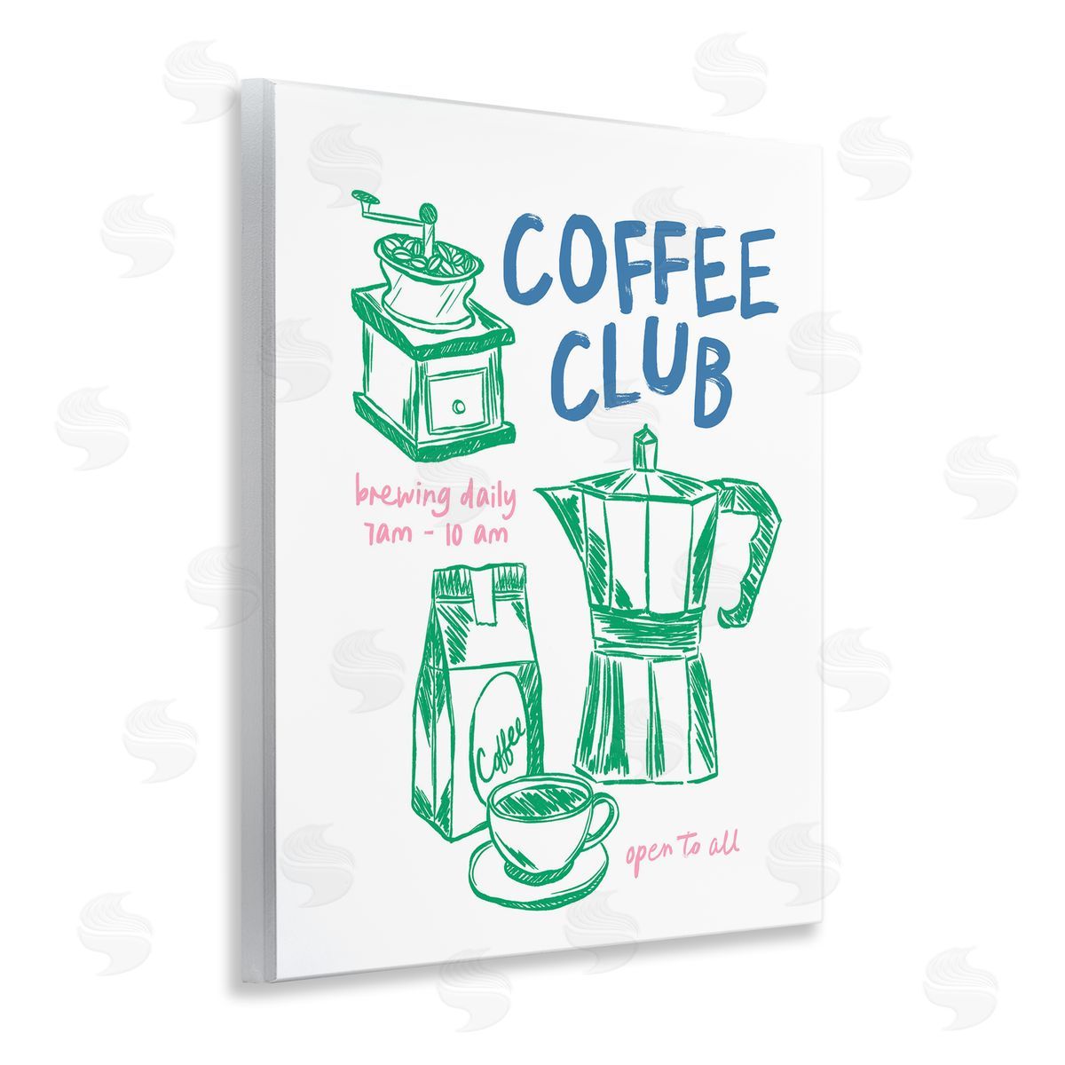 JJ Design House LLC Coffee Club Green & Blue Canvas Wall Art Print