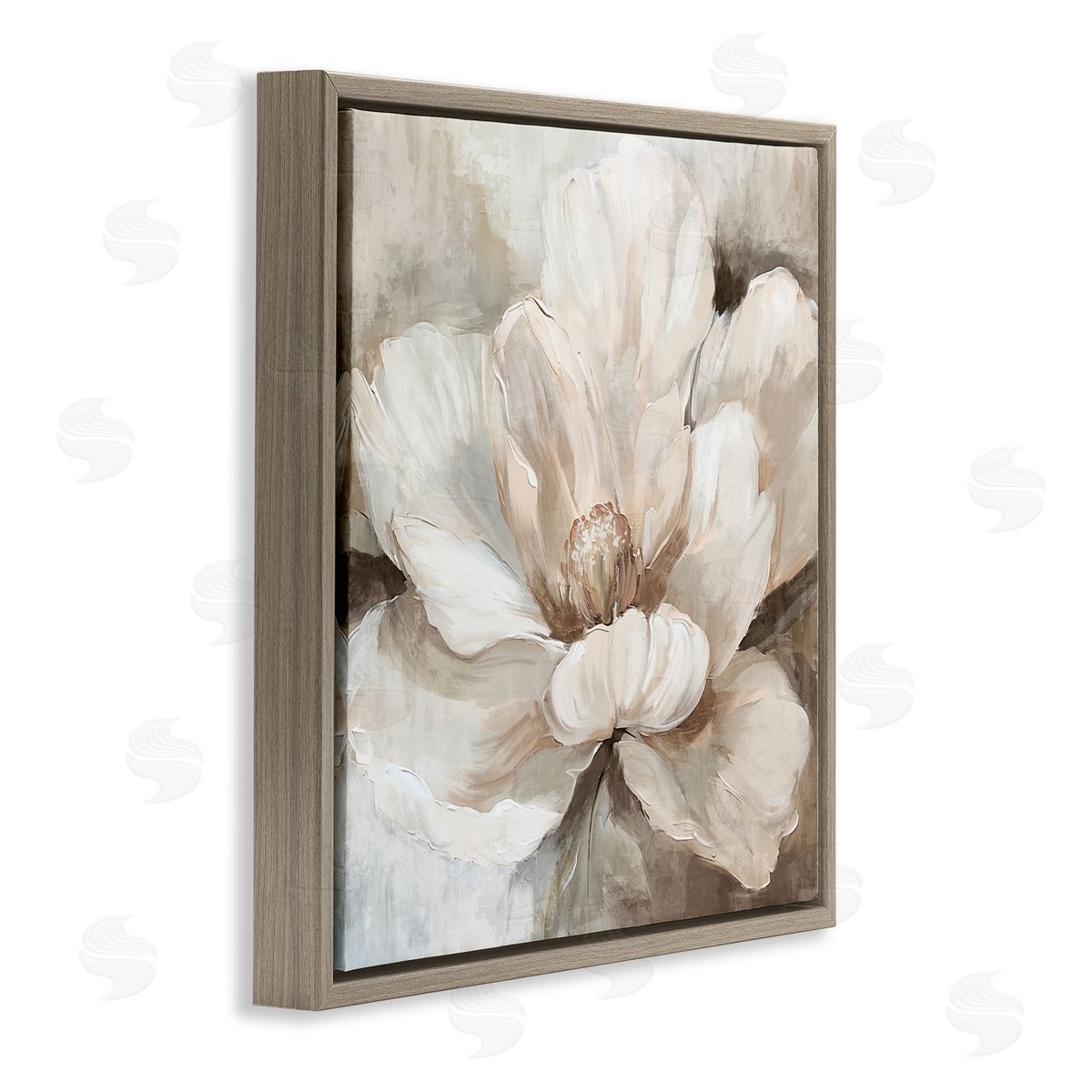 Nina Blue Lush Bloom in White Canvas Wall Art Print