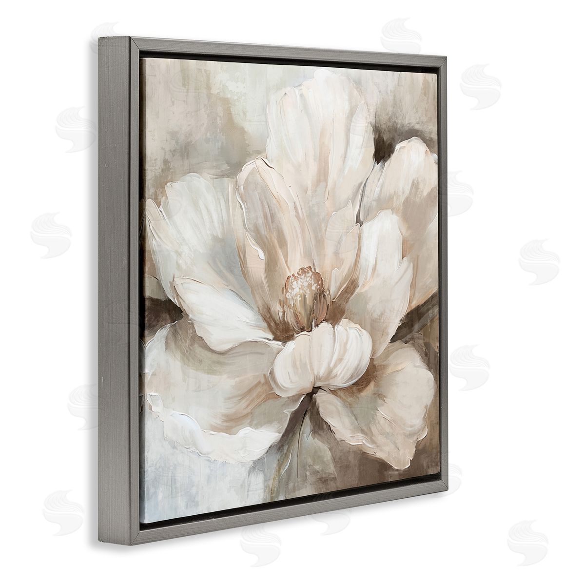 Nina Blue Lush Bloom in White Canvas Wall Art Print