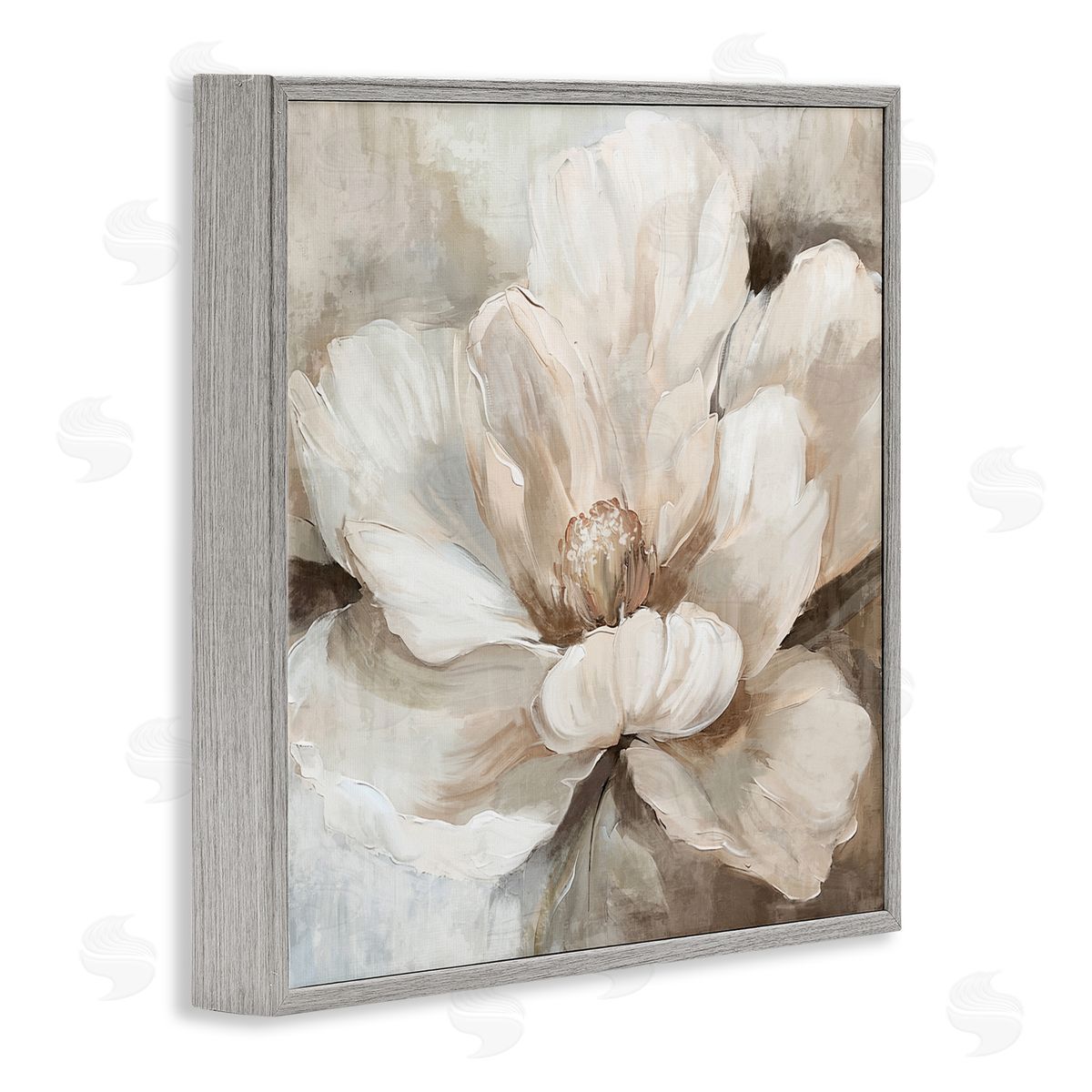 Nina Blue Lush Bloom in White Canvas Wall Art Print