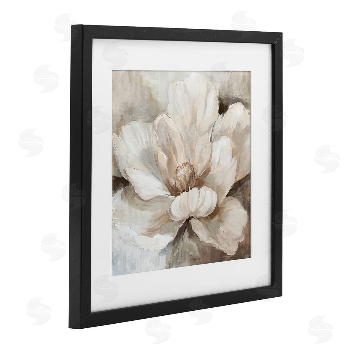 Nina Blue Lush Bloom in White Canvas Wall Art Print