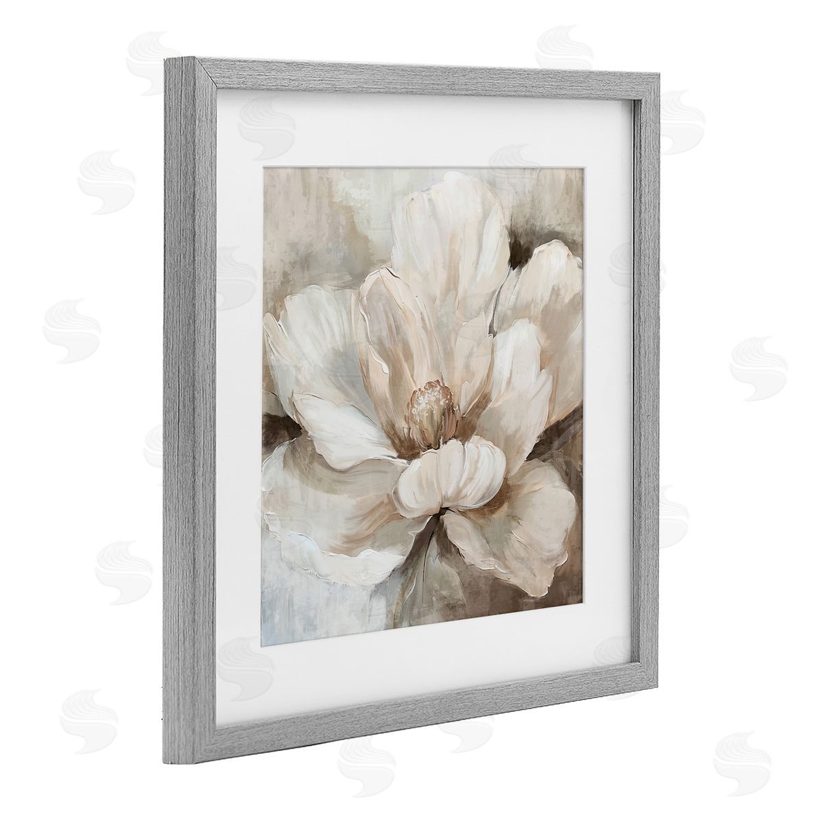 Nina Blue Lush Bloom in White Canvas Wall Art Print