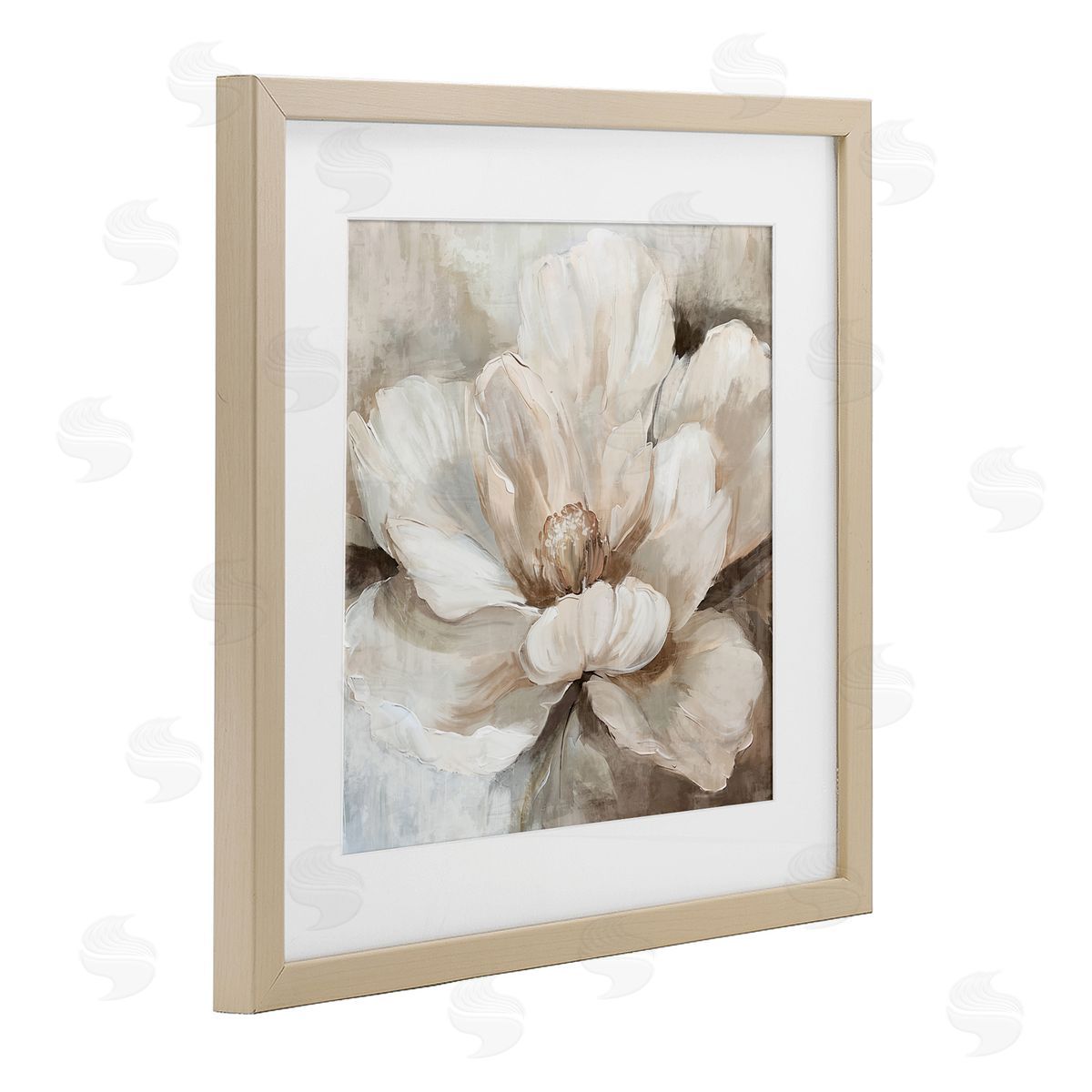 Nina Blue Lush Bloom in White Canvas Wall Art Print