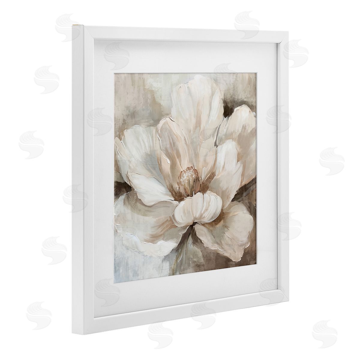 Nina Blue Lush Bloom in White Canvas Wall Art Print
