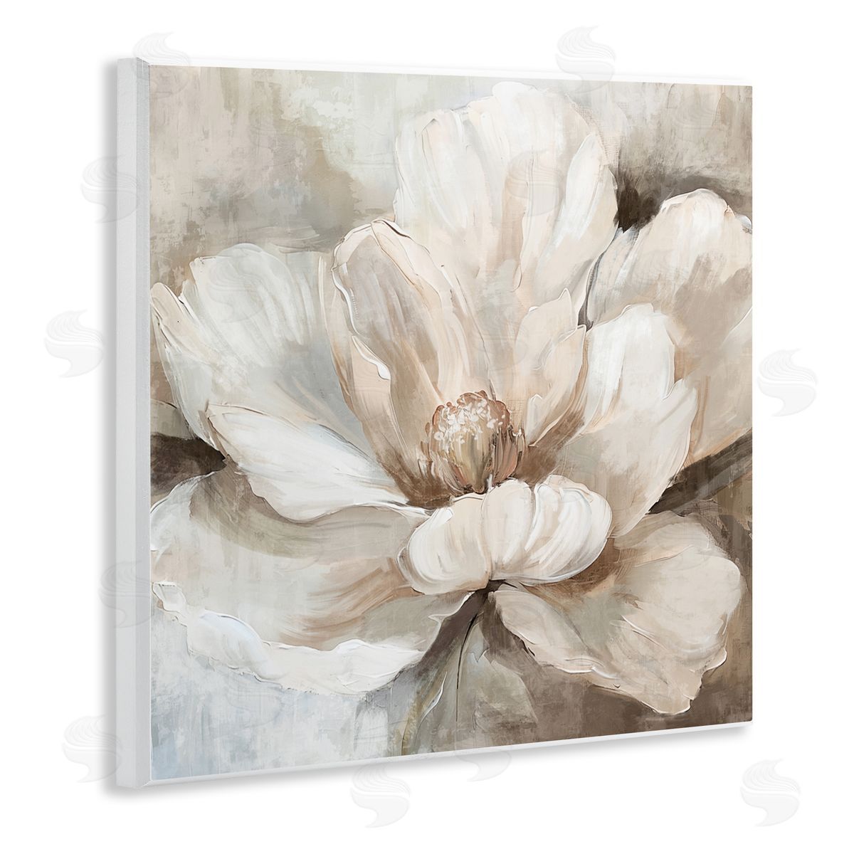Nina Blue Lush Bloom in White Canvas Wall Art Print