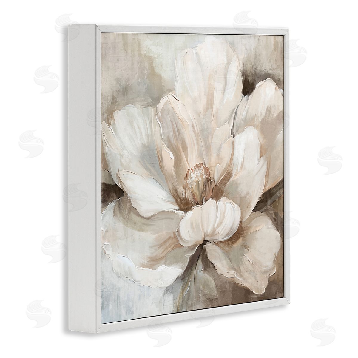 Nina Blue Lush Bloom in White Canvas Wall Art Print