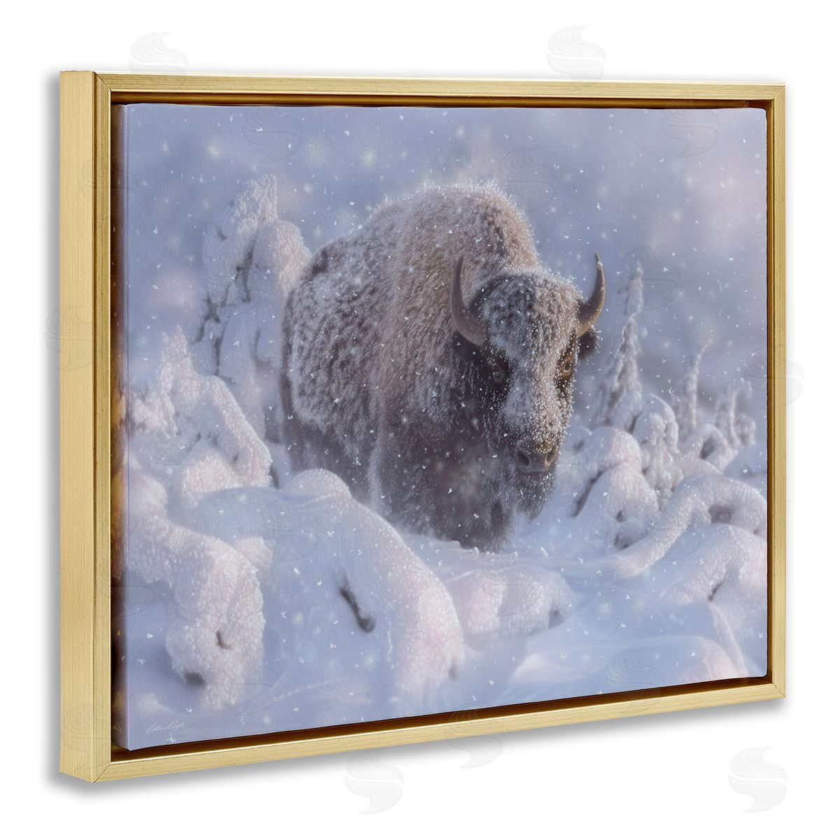 Collin Bogle Winter Bison In Deep Canvas Wall Art Print