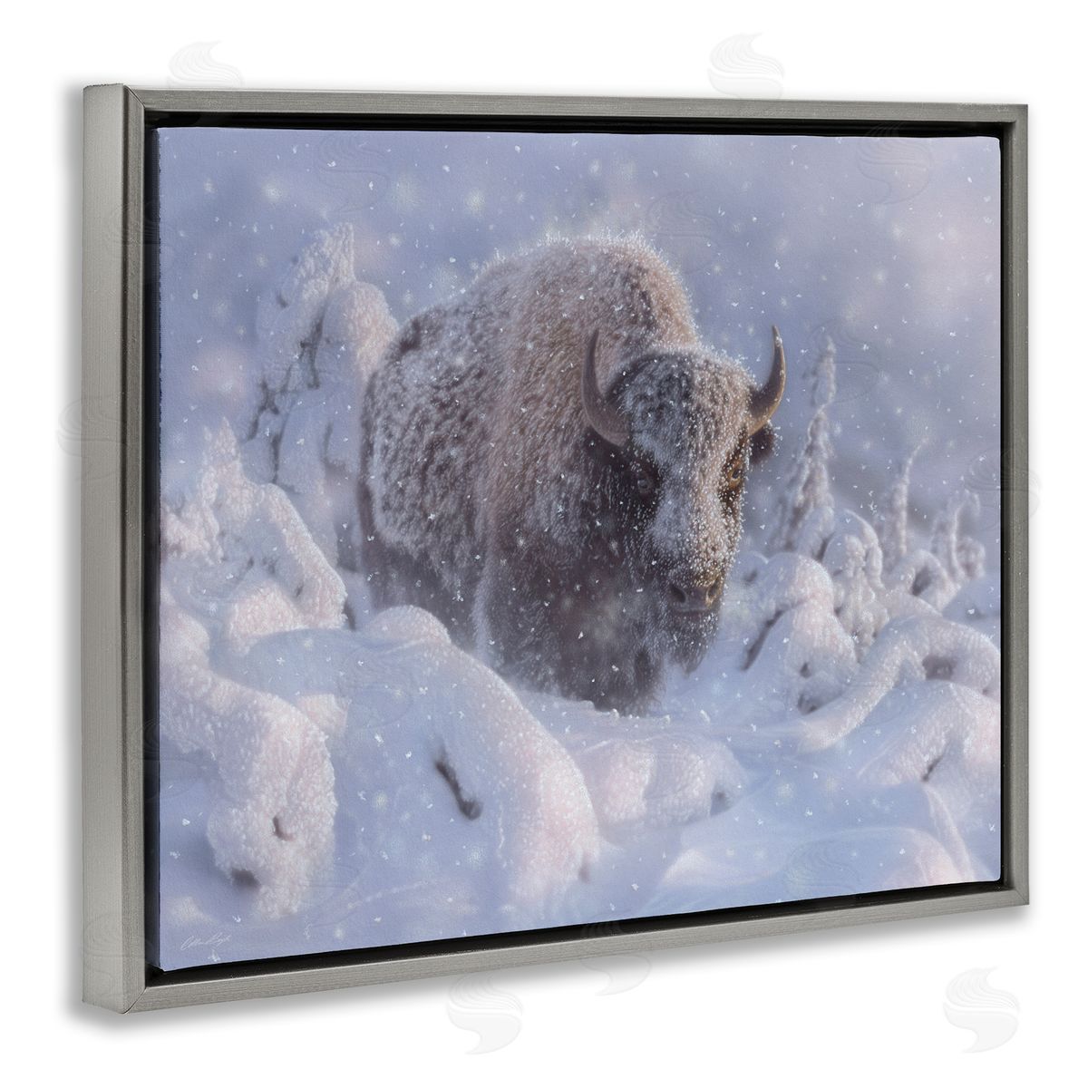 Collin Bogle Winter Bison In Deep Canvas Wall Art Print