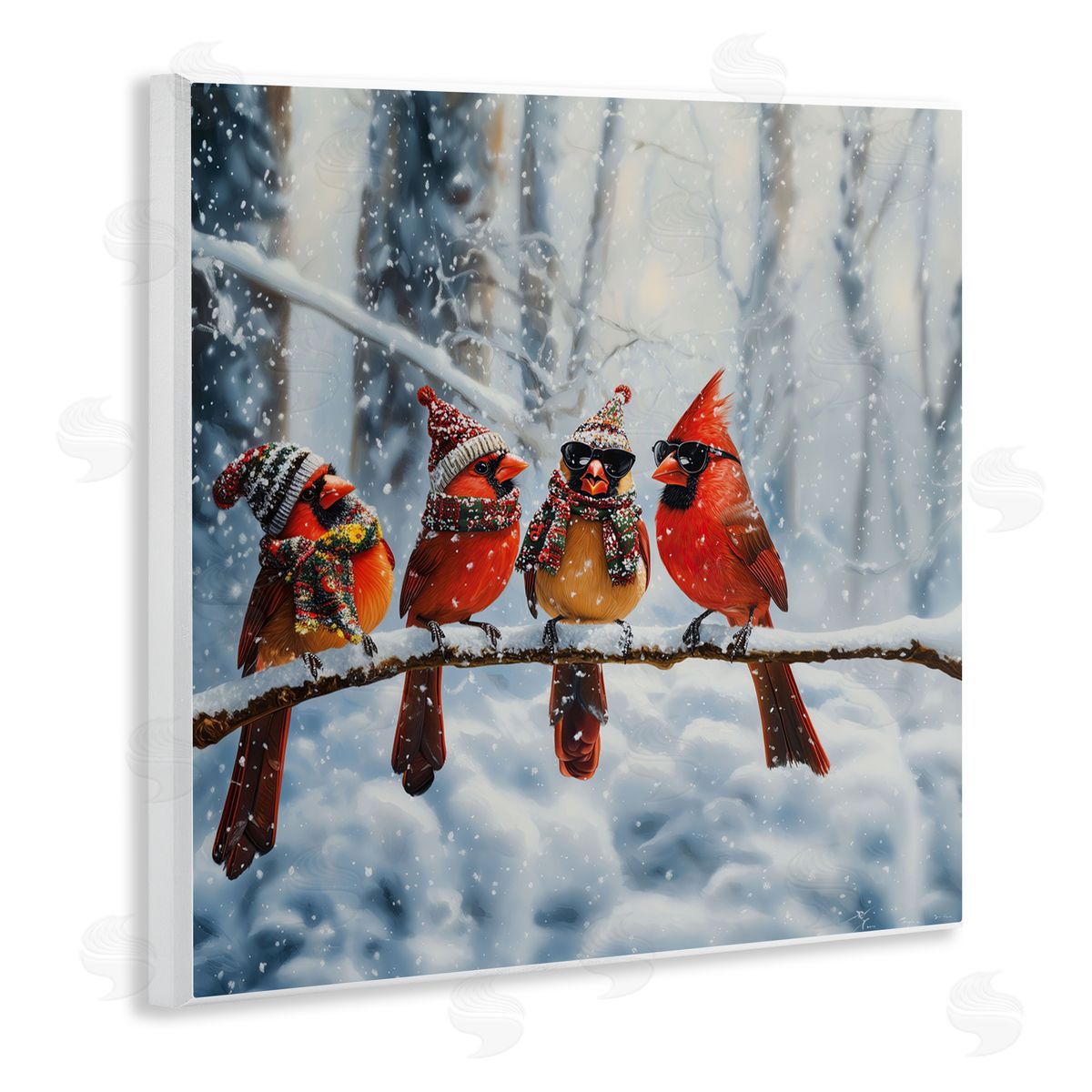 Jim Baldwin Winter Dressed Cardinals Canvas Wall Art Print