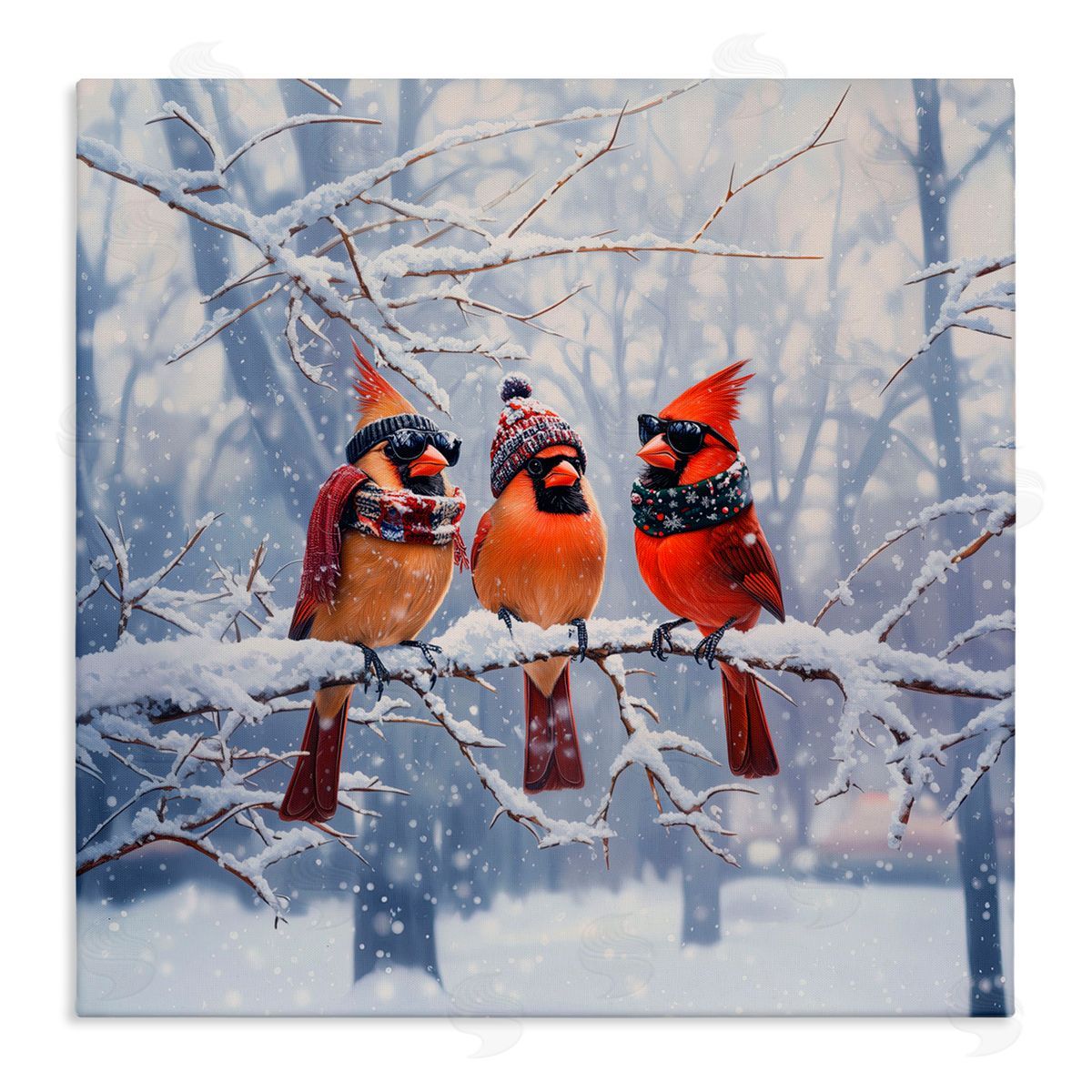 Jim Baldwin Cardinals on Winter Branch Canvas Wall Art Print