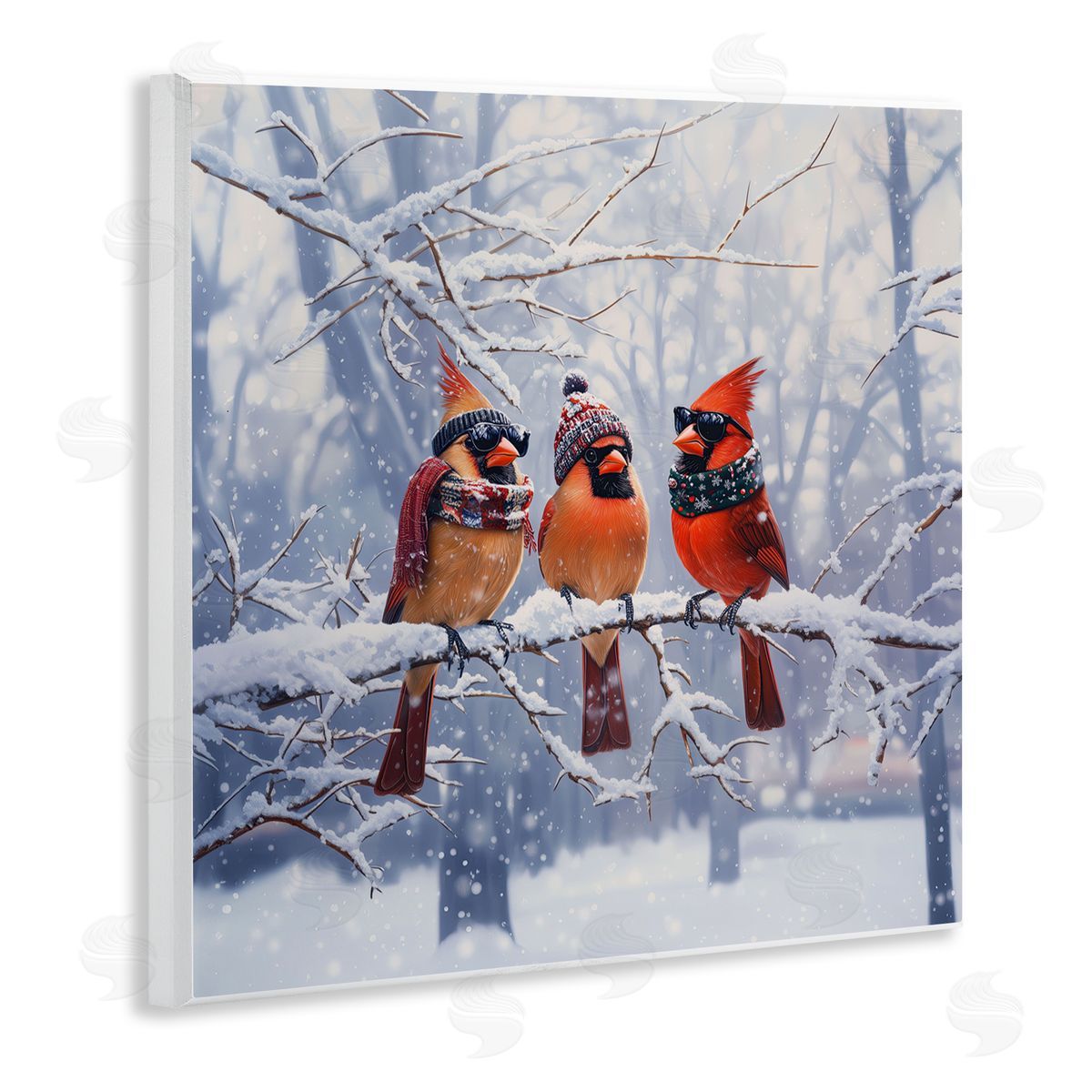 Jim Baldwin Cardinals on Winter Branch Canvas Wall Art Print