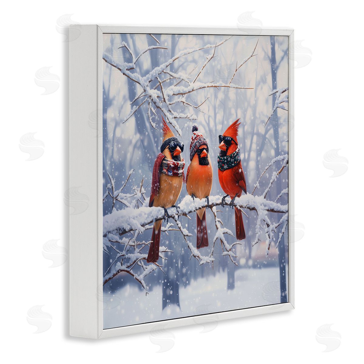 Jim Baldwin Cardinals on Winter Branch Canvas Wall Art Print