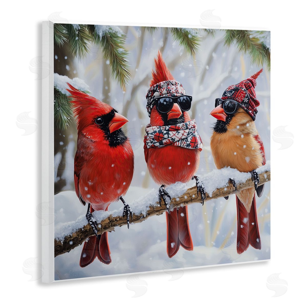 Jim Baldwin Row of Cool Cardinals Canvas Wall Art Print