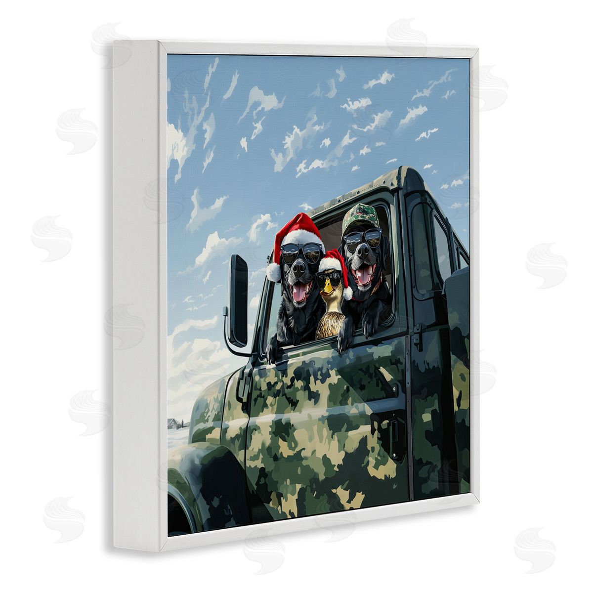 Jim Baldwin Santa Dogs & Duck Canvas Wall Art Print