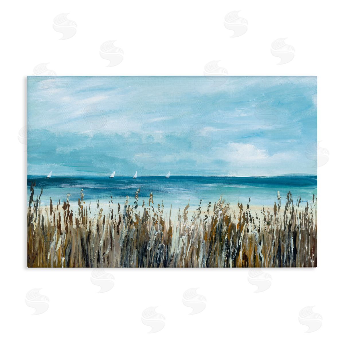 Georgie Harrison Sea Grasses & Distant Boats Canvas Wall Art Print