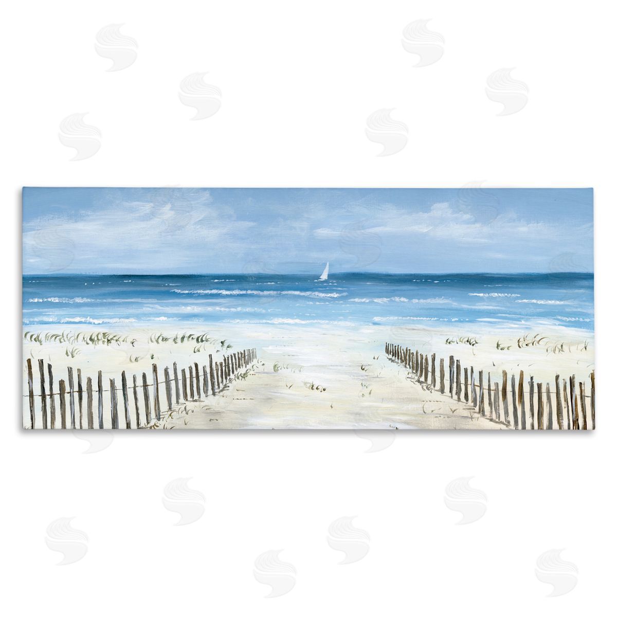 Georgie Harrison Single Sailboat & Beach Fence Canvas Wall Art Print