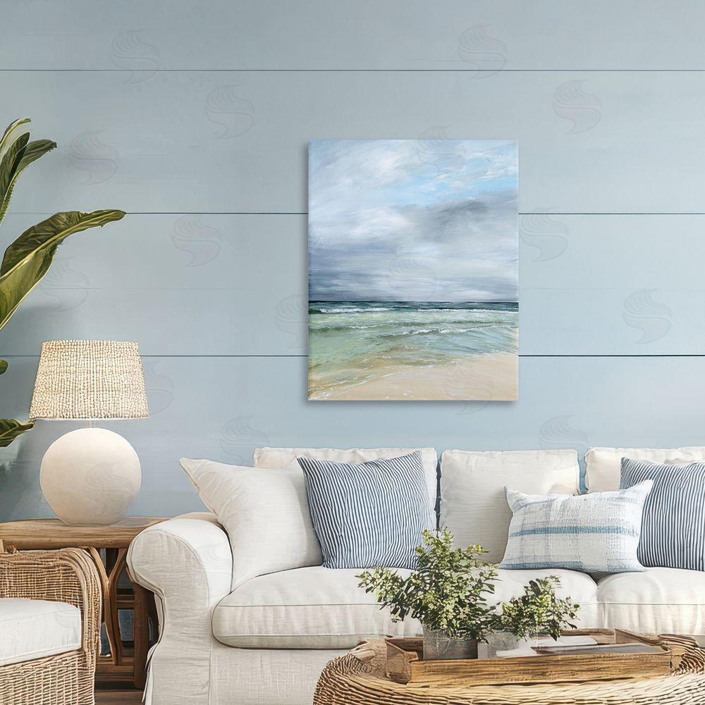 Georgie Harrison Calm Waves under Cloudy Sky Printed Wall Art in Room