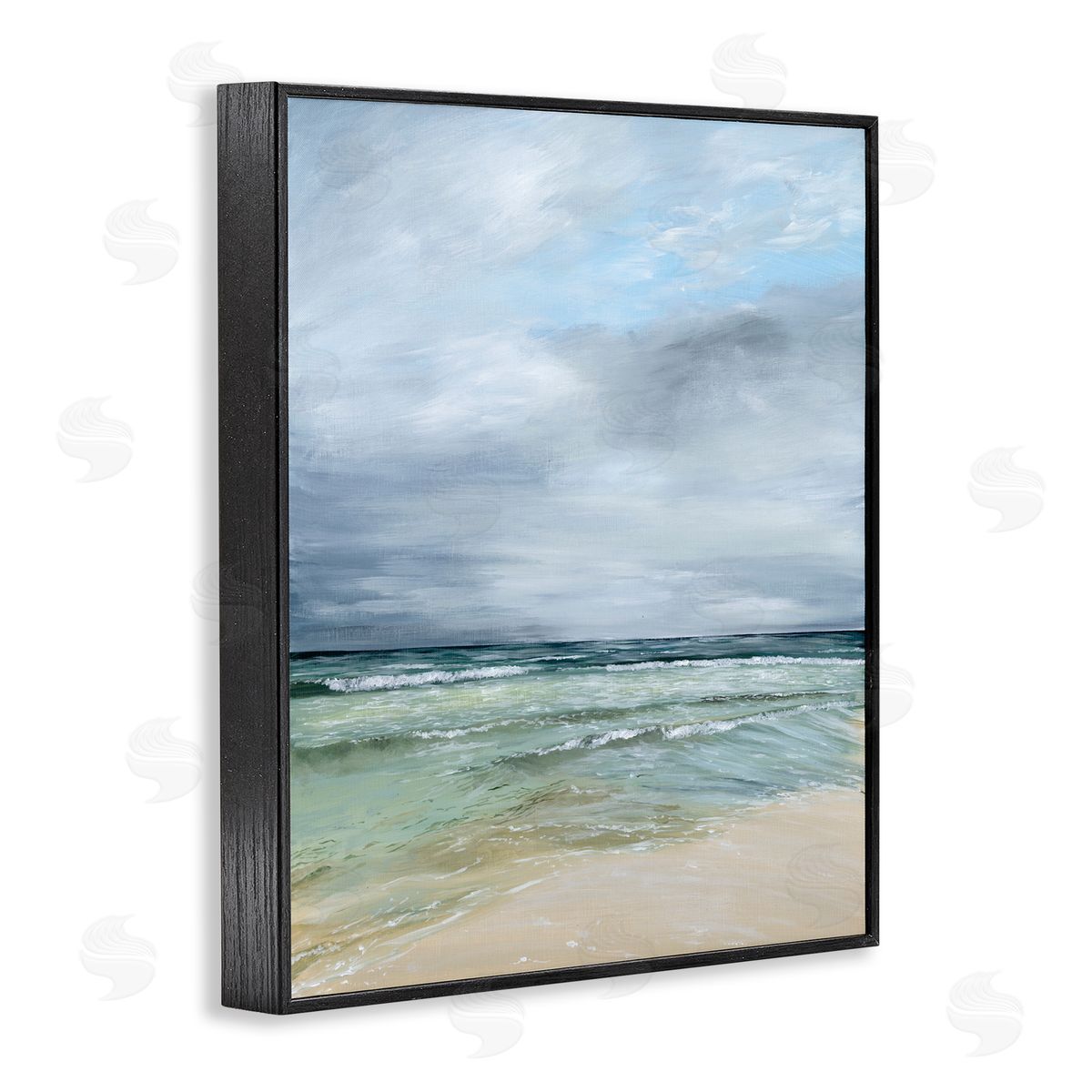 Georgie Harrison Calm Waves under Cloudy Sky Black Framed Giclee Art Print