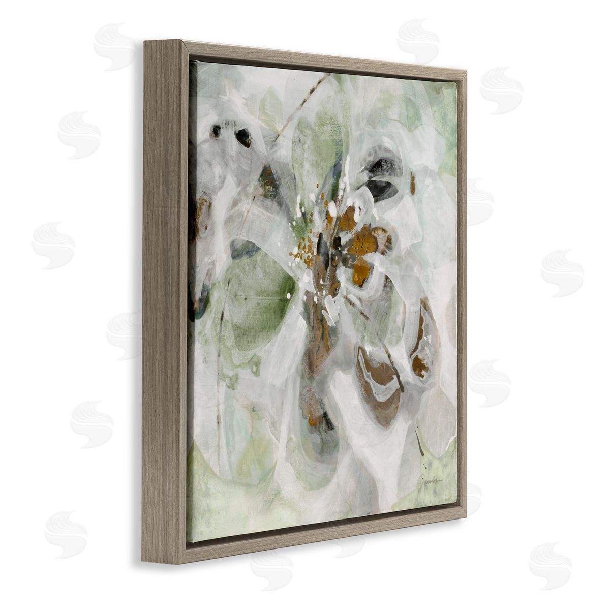 Liz Jardine Solemn Neutrals Abstraction Brown Floating Frame Canvas Art Print