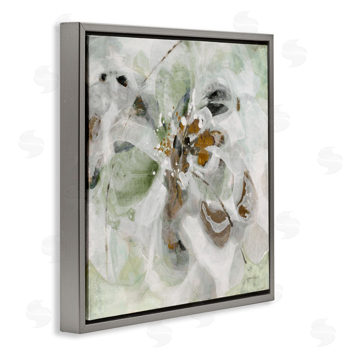 Liz Jardine Solemn Neutrals Abstraction Gray Floating Frame Canvas Art Print