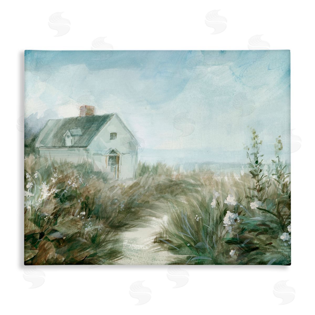 Danhui Nai Windswept Cottage by Sea Canvas Wall Art Print