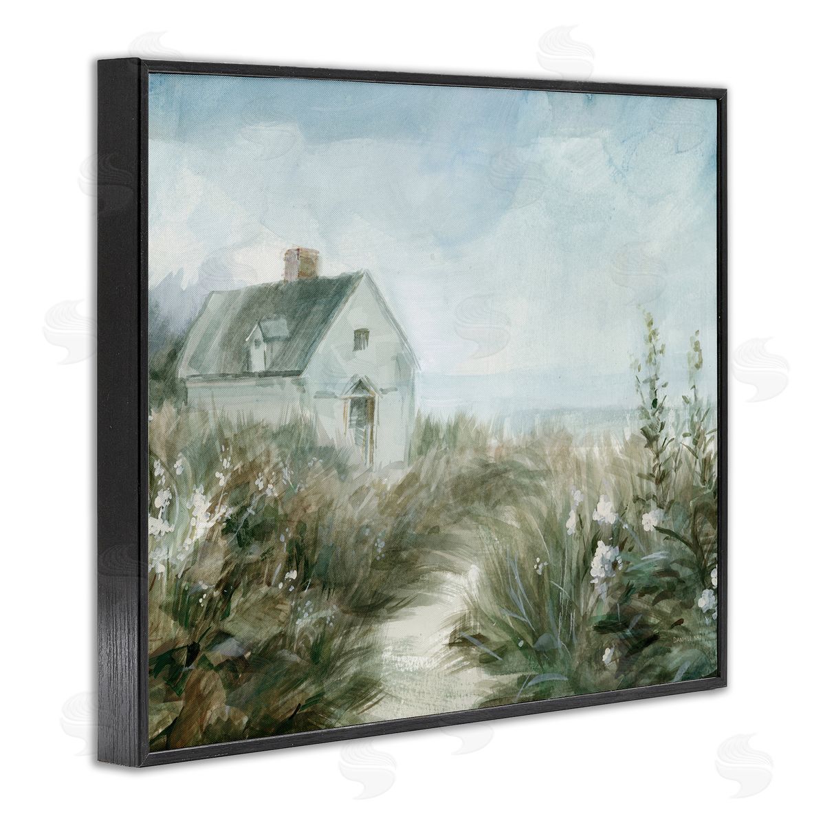 Danhui Nai Windswept Cottage by Sea Black Framed Giclee Art Print
