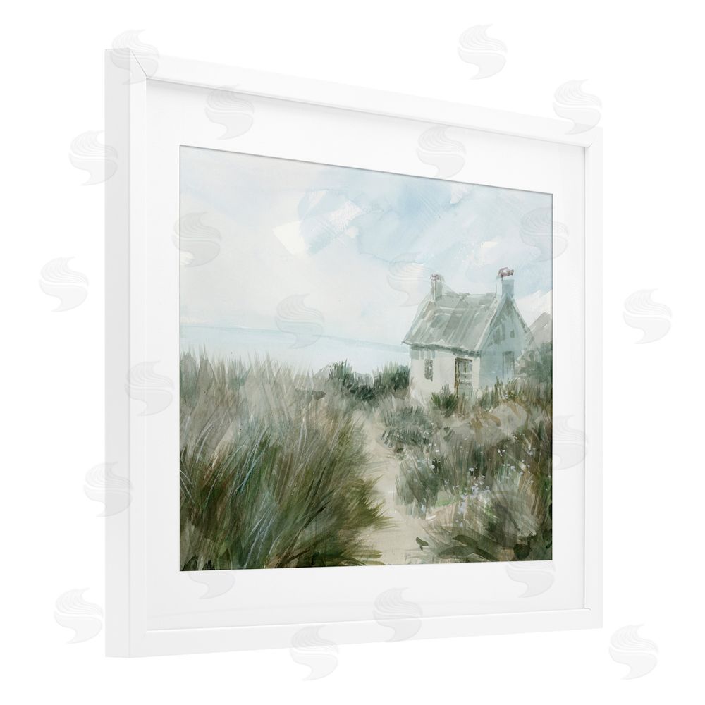 Danhui Nai Simple Windswept Cottage White Framed Print Under Glass Art