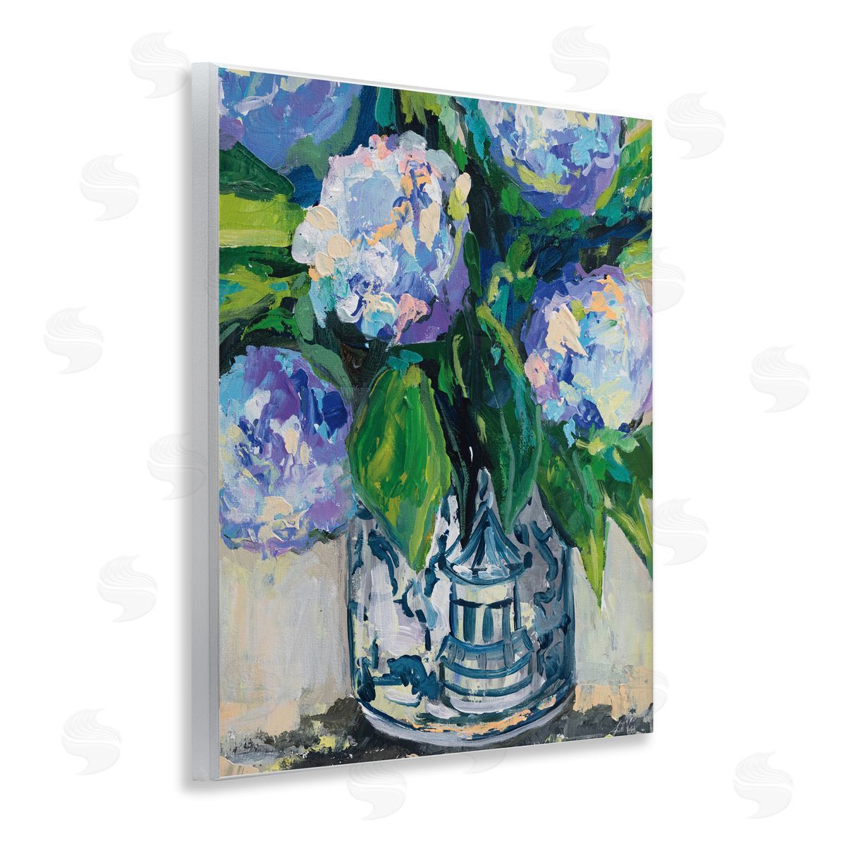 Jeanette Vertentes Blue China Hydrangeas Wall Plaque Art Print