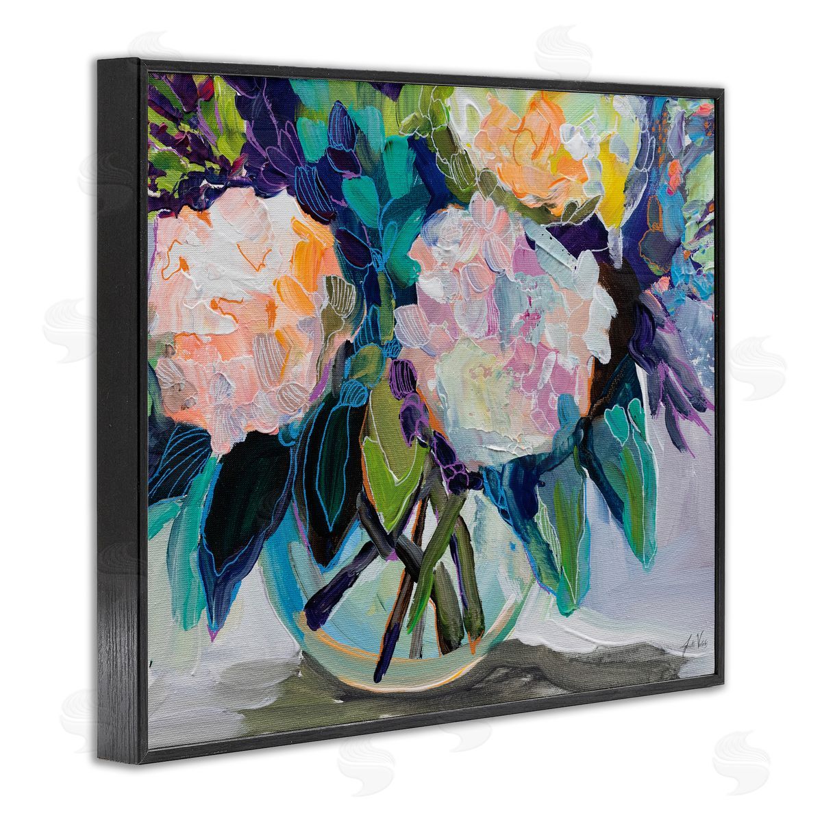 Jeanette Vertentes Late Summer Hydrangeas Black Framed Giclee Art Print