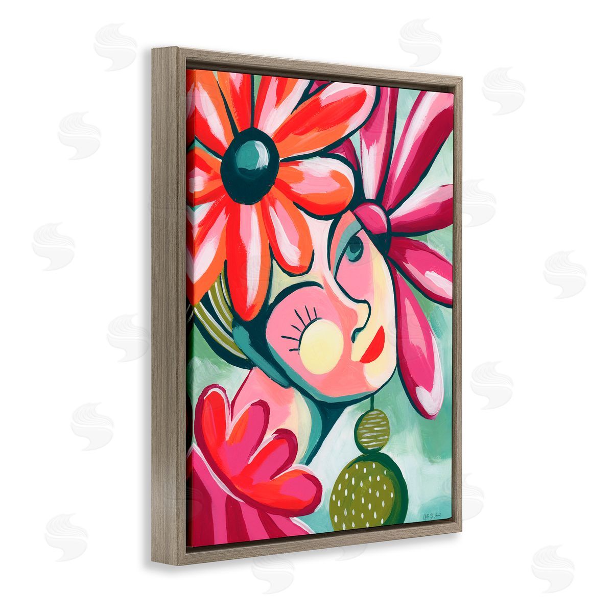 Yvette St. Amant Retro Bright Jolie Portrait Brown Floating Frame Canvas Art Print