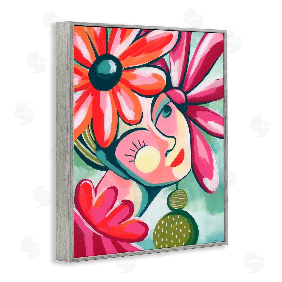 Yvette St. Amant Retro Bright Jolie Portrait Gray Framed Giclee Art Print