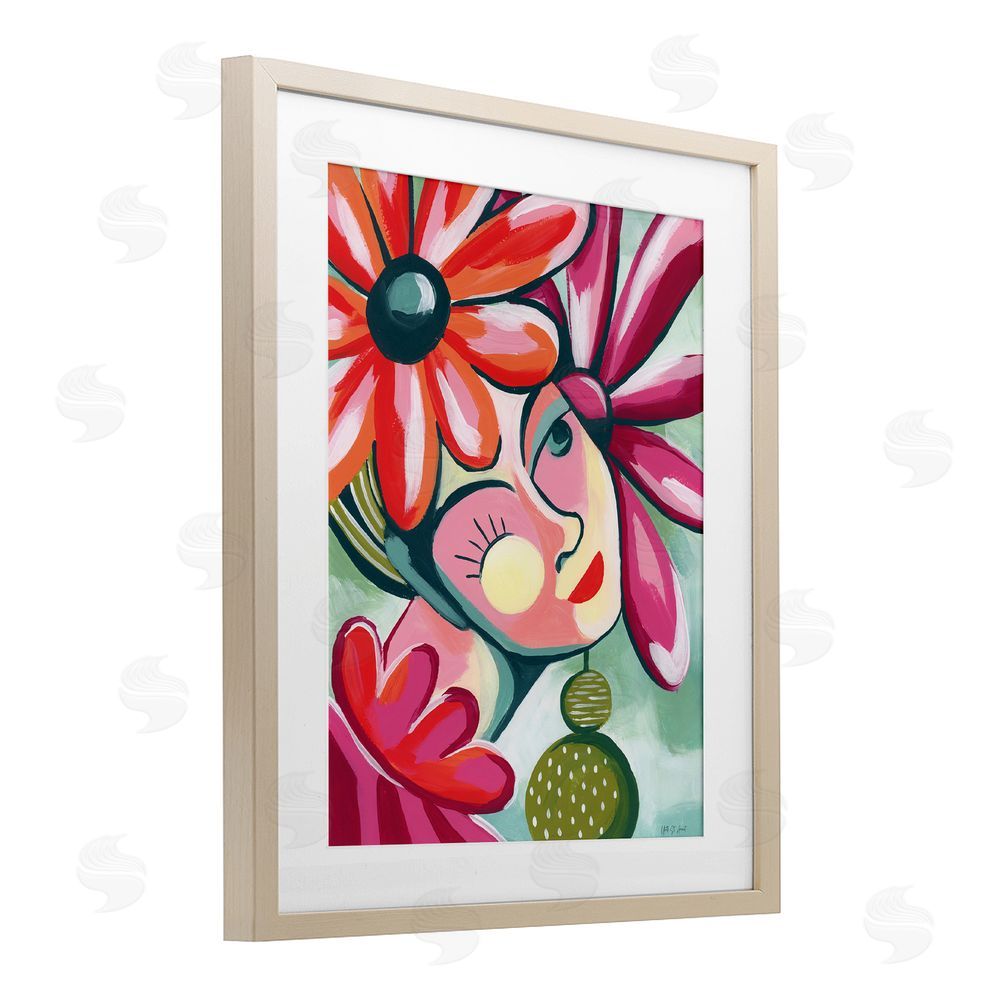 Yvette St. Amant Retro Bright Jolie Portrait Birch Framed Print Under Glass Art