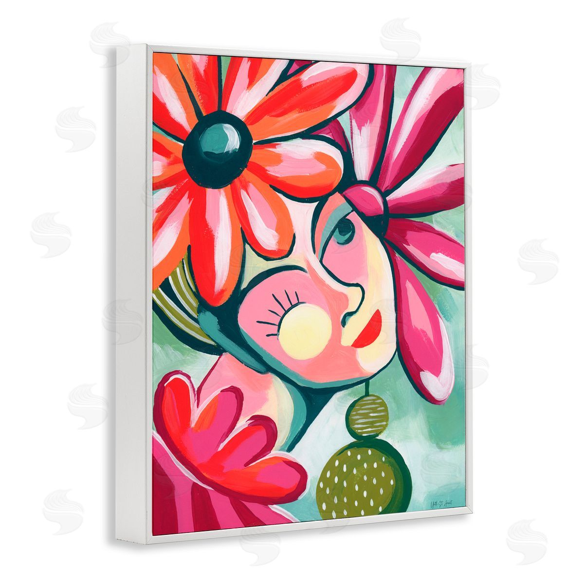 Yvette St. Amant Retro Bright Jolie Portrait White Frame Giclee Art Print