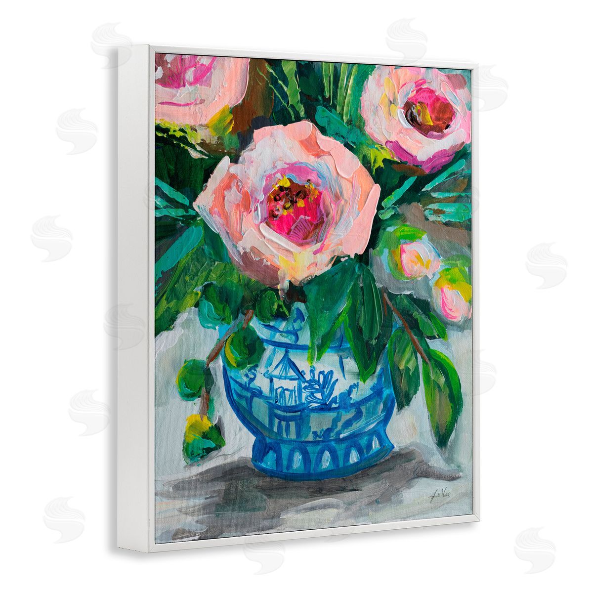 Jeanette Vertentes Feeling Rosy Bouquet White Frame Giclee Art Print