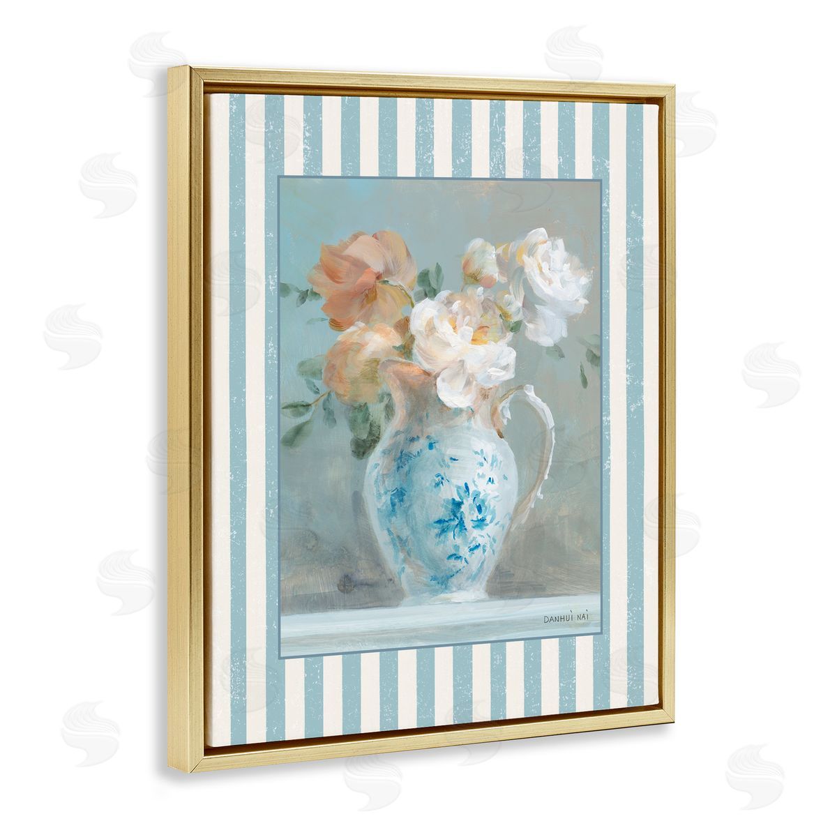 Danhui Nai Vintage Heirloom Bouquet Gold Floating Frame Canvas Art Print