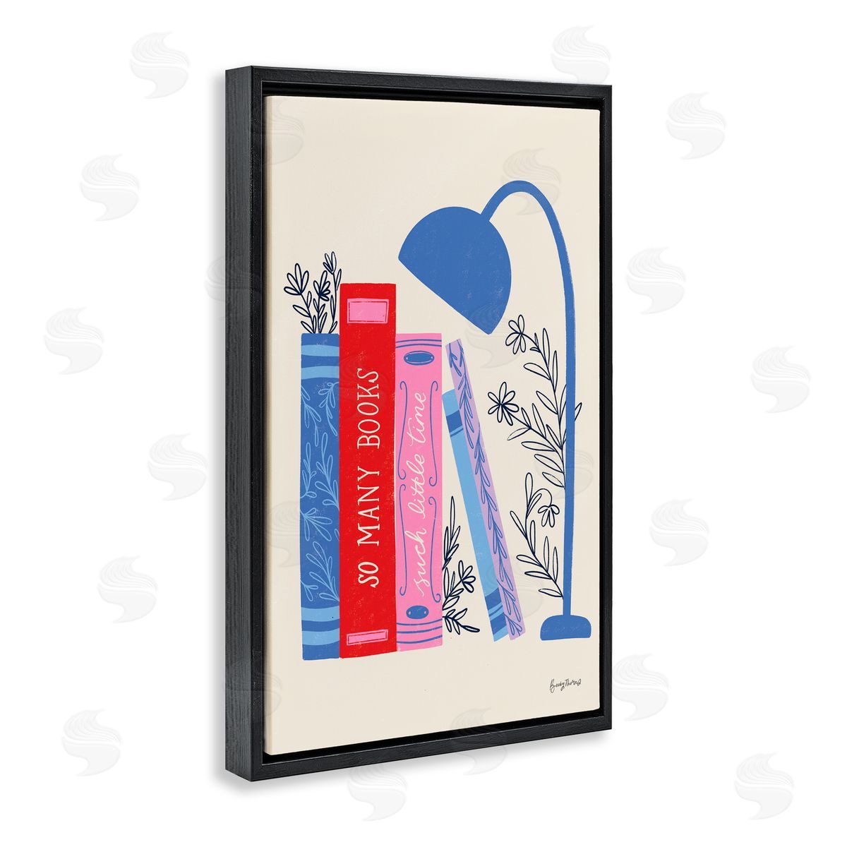 Becky Thorns So Many Books Little Time Black Floating Frame Canvas Wall Art Print