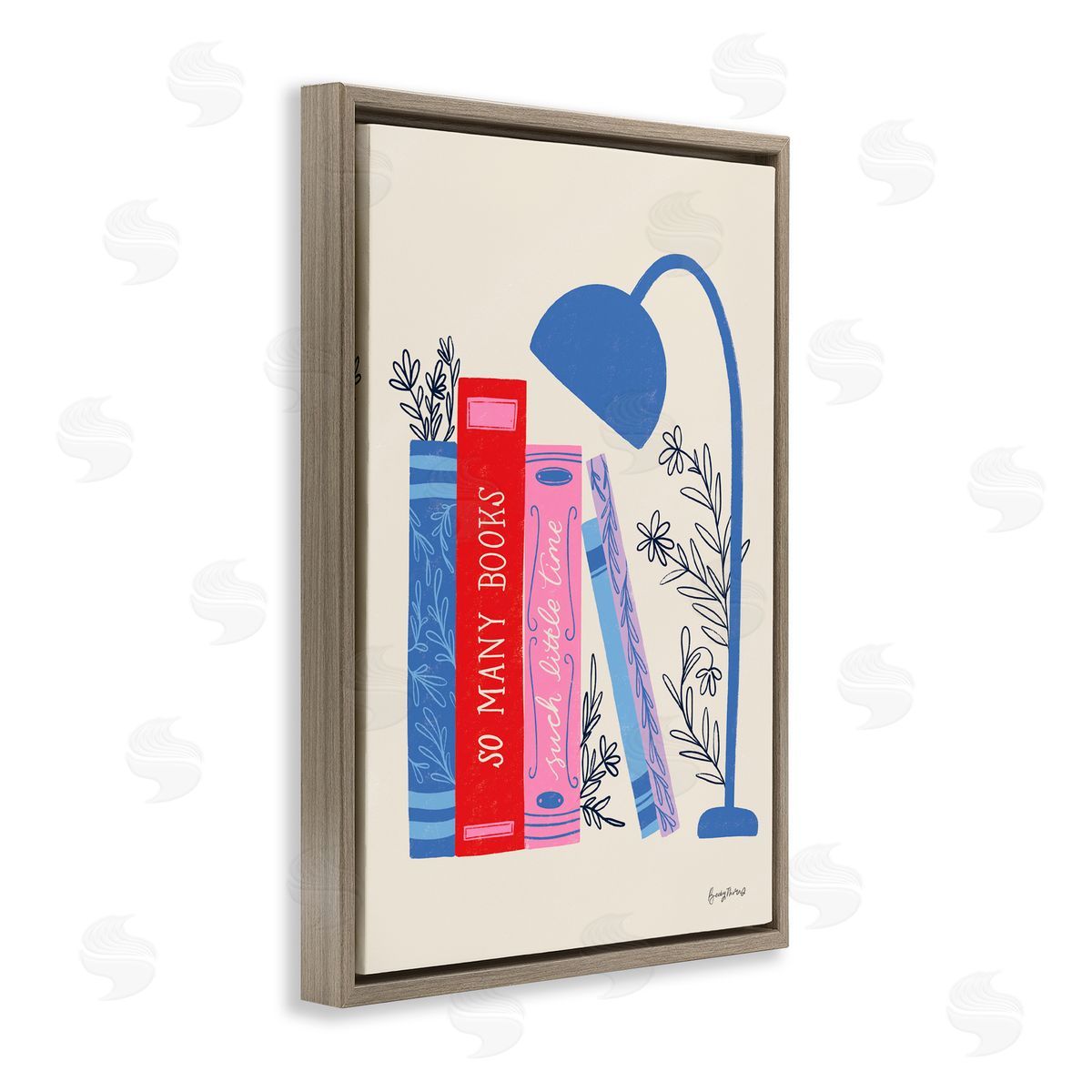 Becky Thorns So Many Books Little Time Brown Floating Frame Canvas Art Print