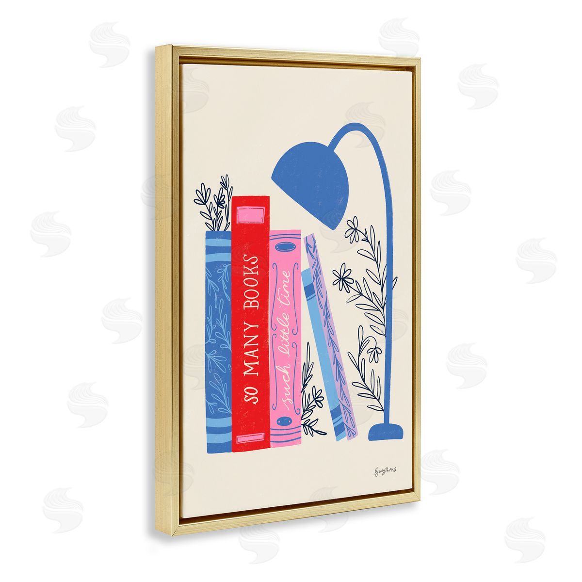 Becky Thorns So Many Books Little Time Gold Floating Frame Canvas Art Print