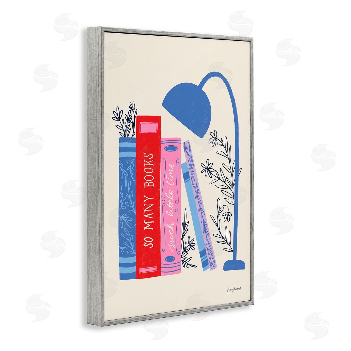 Becky Thorns So Many Books Little Time Gray Framed Giclee Art Print