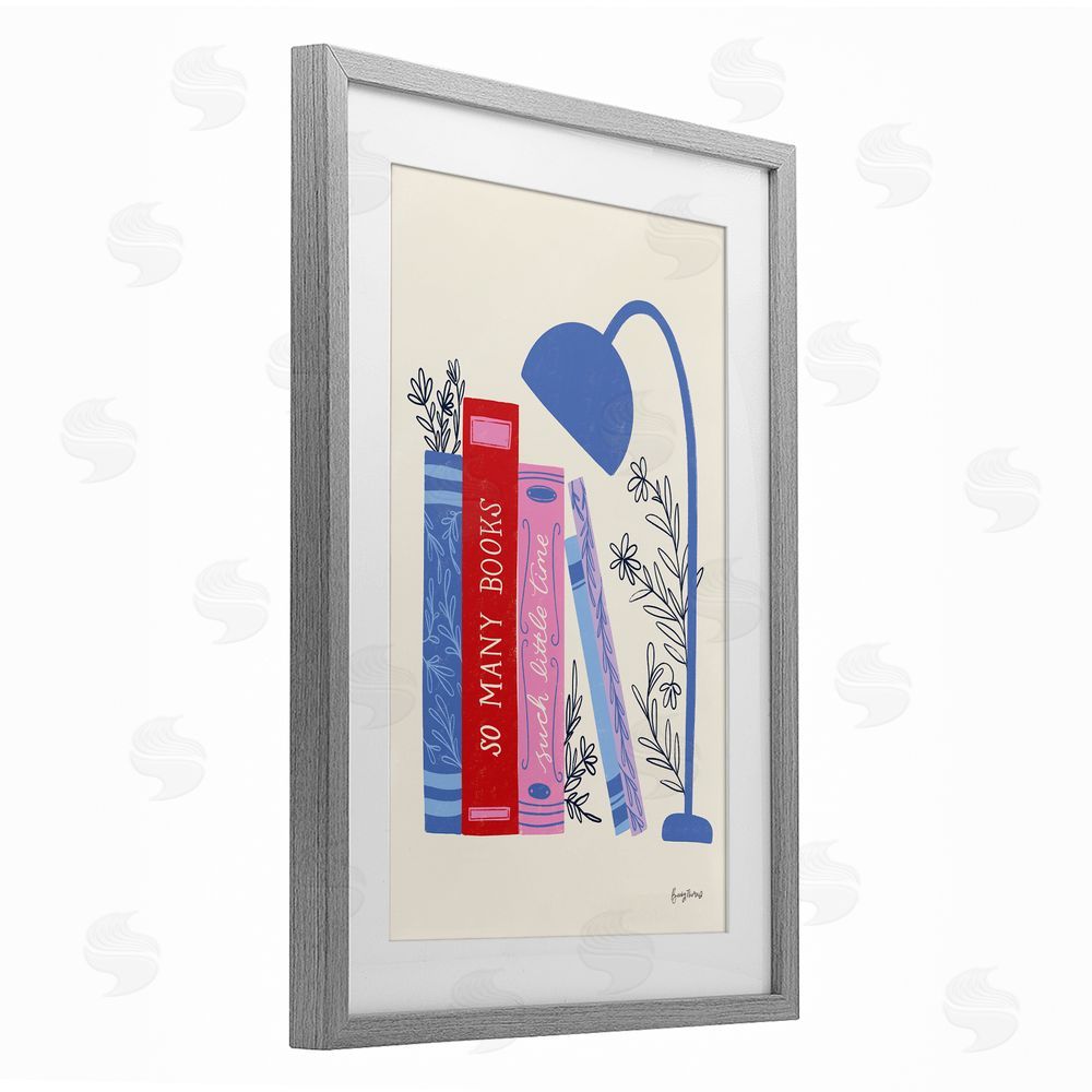 Becky Thorns So Many Books Little Time Gray Framed Print Under Glass Art