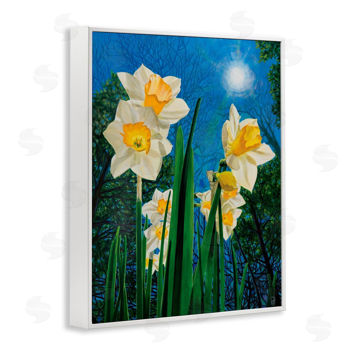 Ann Jasperson Daffodils Under The Sun White Frame Giclee Art Print