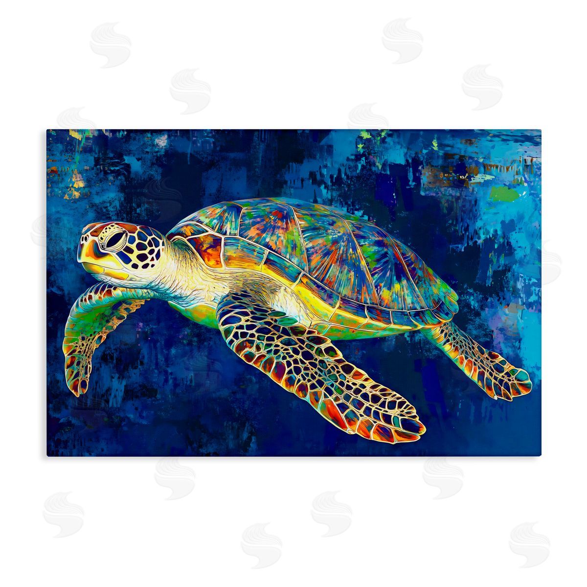 LSR Design Studio Sea Turtle in Prismatic Colors Canvas Wall Art Print