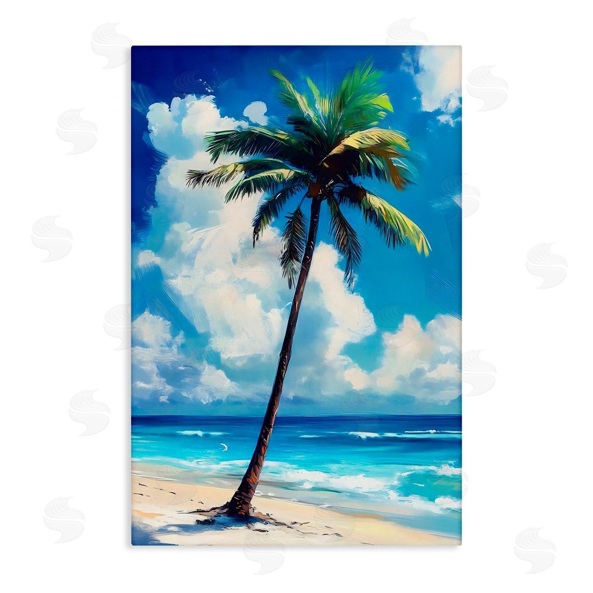 LSR Design Studio Single Coastal Palm in Summer Canvas Wall Art Print