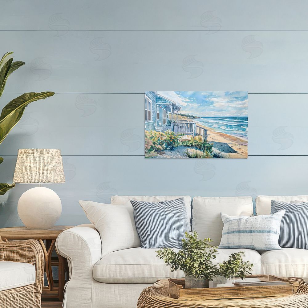 LSR Design Studio Beach Villa Overlook Printed Wall Art in Room